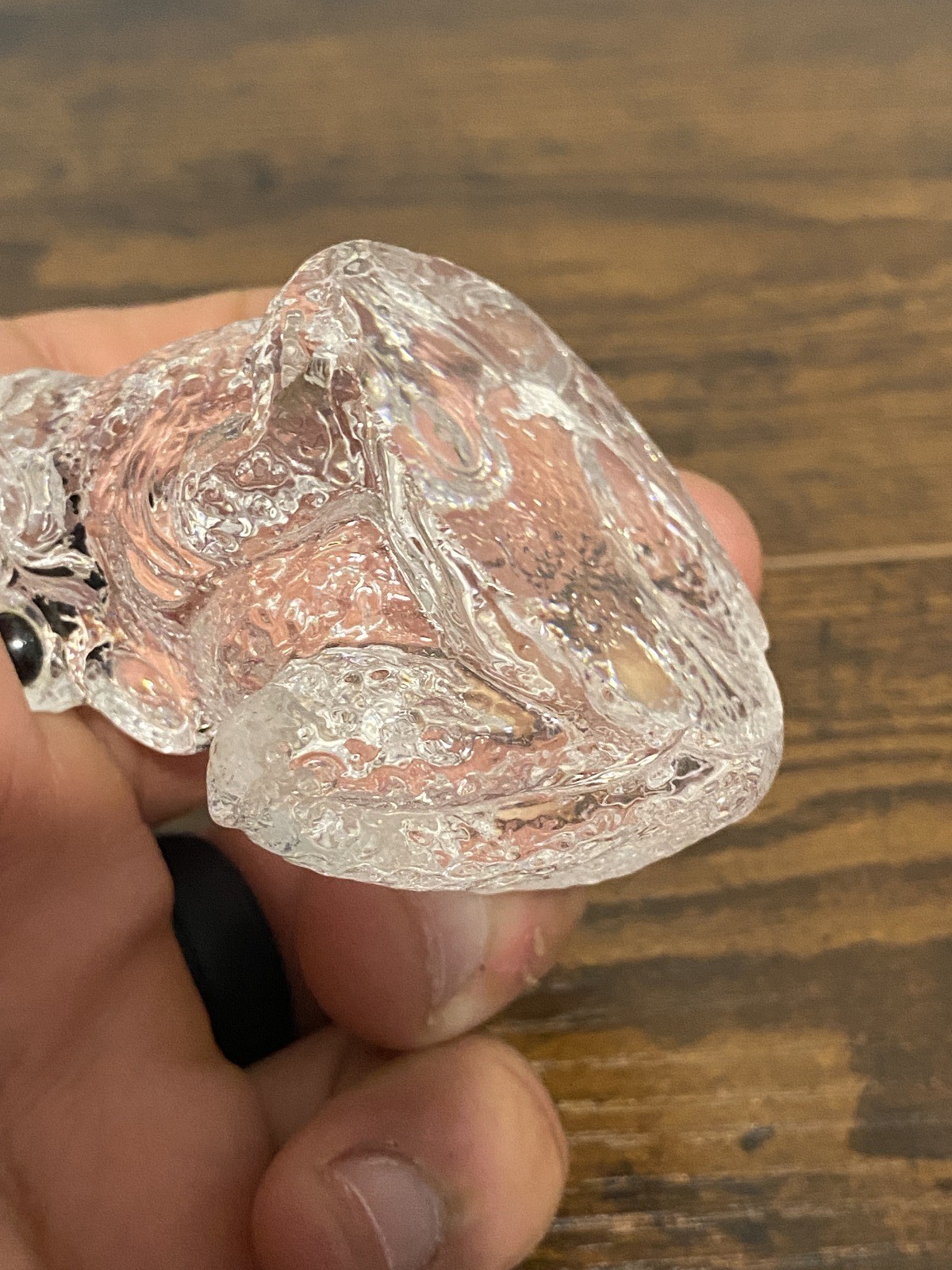 Clear Realistic Looking Crystal Art Glass Frog Paperweight 2.25″L