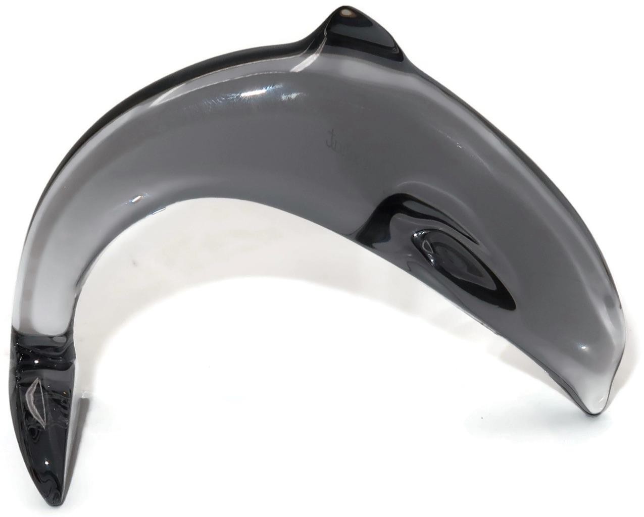 Baccarat Smoke Gray Leaping Dolphin Figurine or Sculpture, 4 1/2″ Long x 3 1/4″T