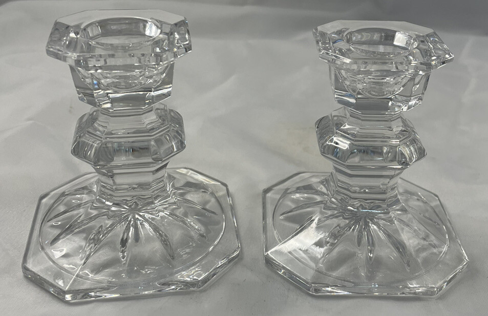 Mikasa Edinburgh Crystal Candlestick Holders 3″ Set of 2 Vintage