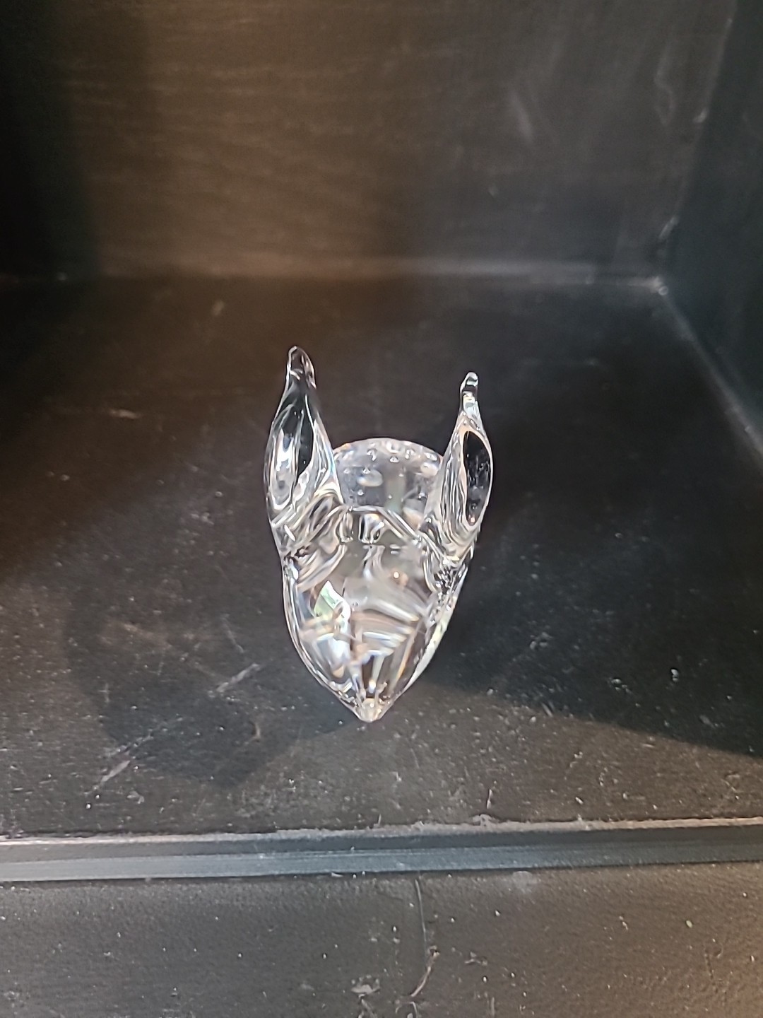 Handblown Bunny Rabbit Paperweight Figurine Clear Glass Controlled Bubble