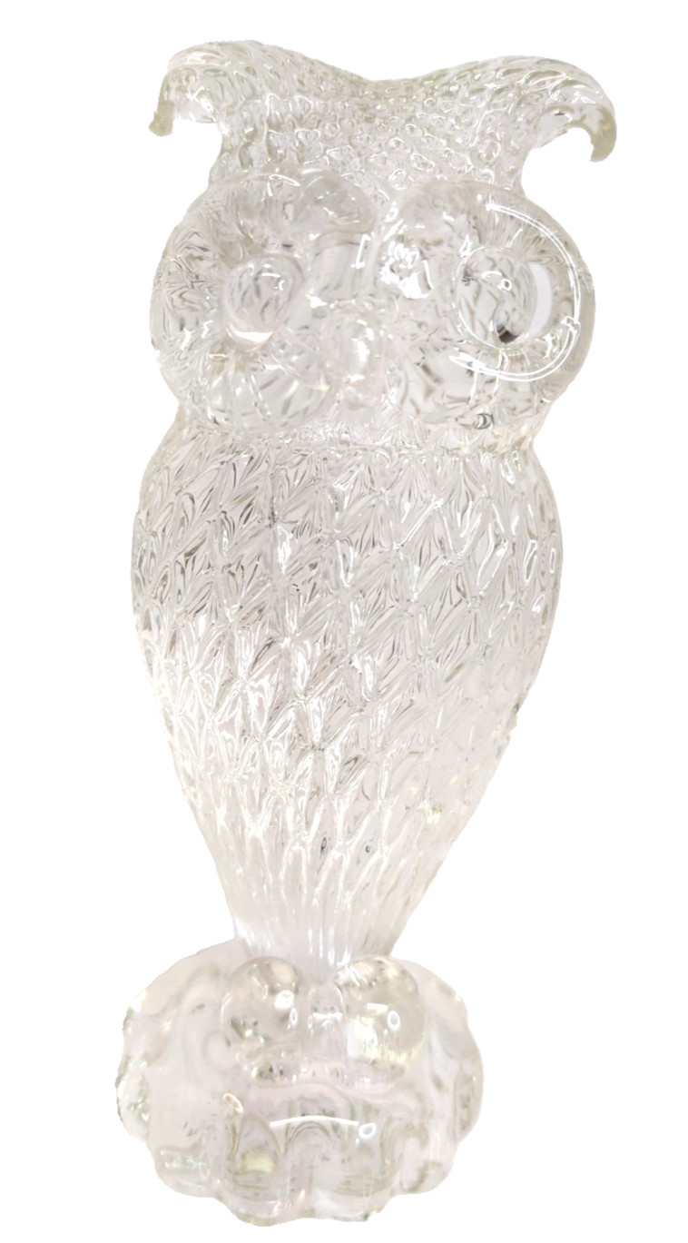 Vintage Unmarked Wise Owl Paperweight Pineapple Textured Big Eyes Mid Century