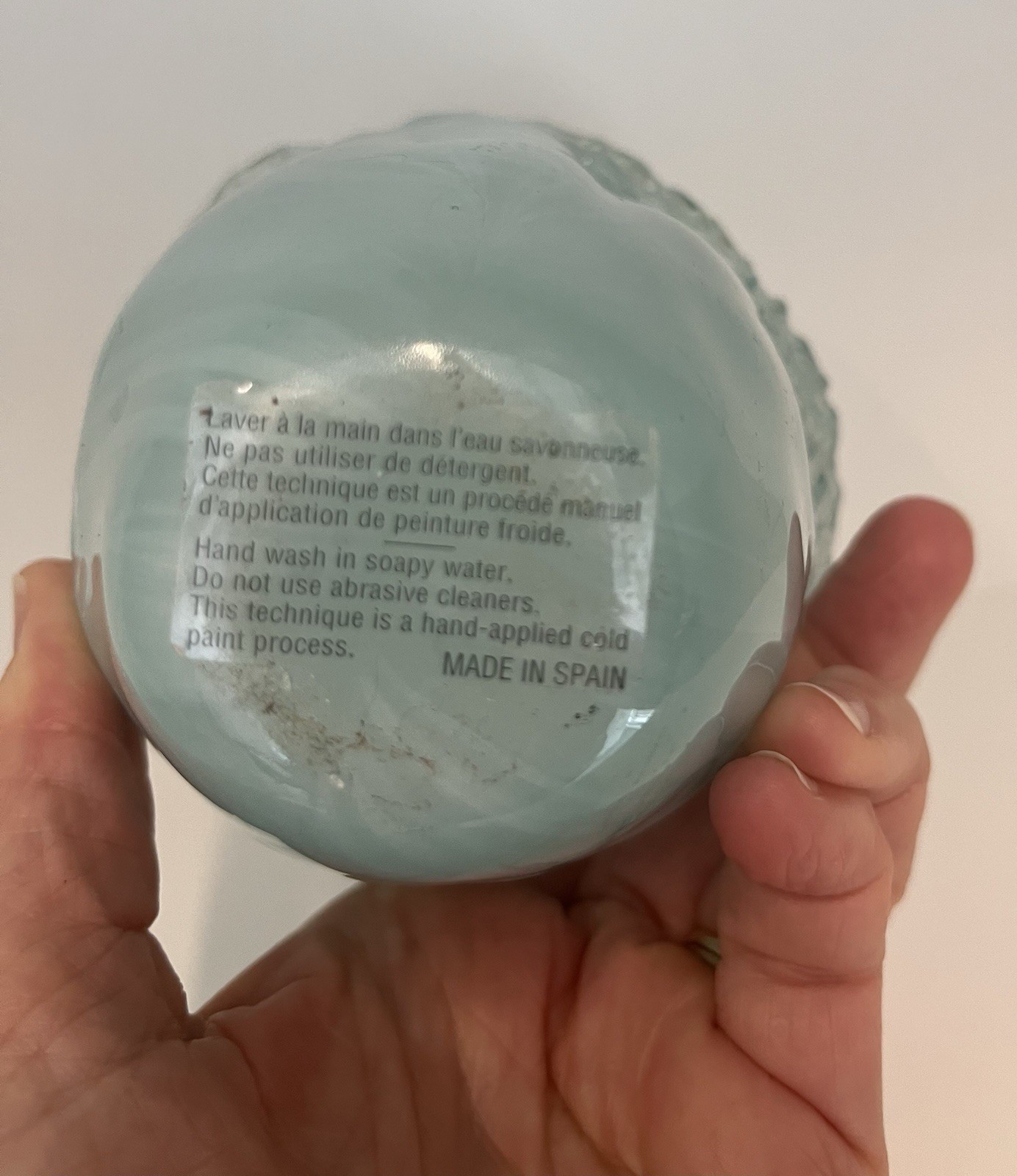 Murano Hand Blown Glass Votive 3 1/2 Candle Holder Aqua Blue Swirl Art Glass