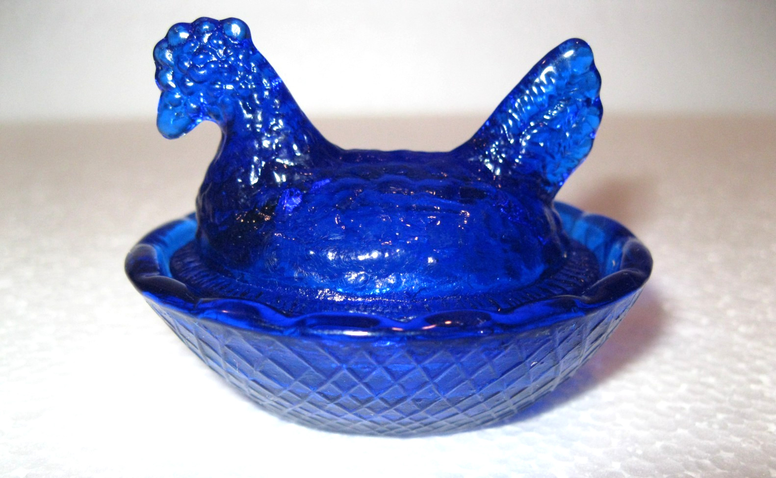 Get a DOZEN for one Price. NEW 2 1/2″ Mini HEN on NEST, COBALT BLUE GLASS.