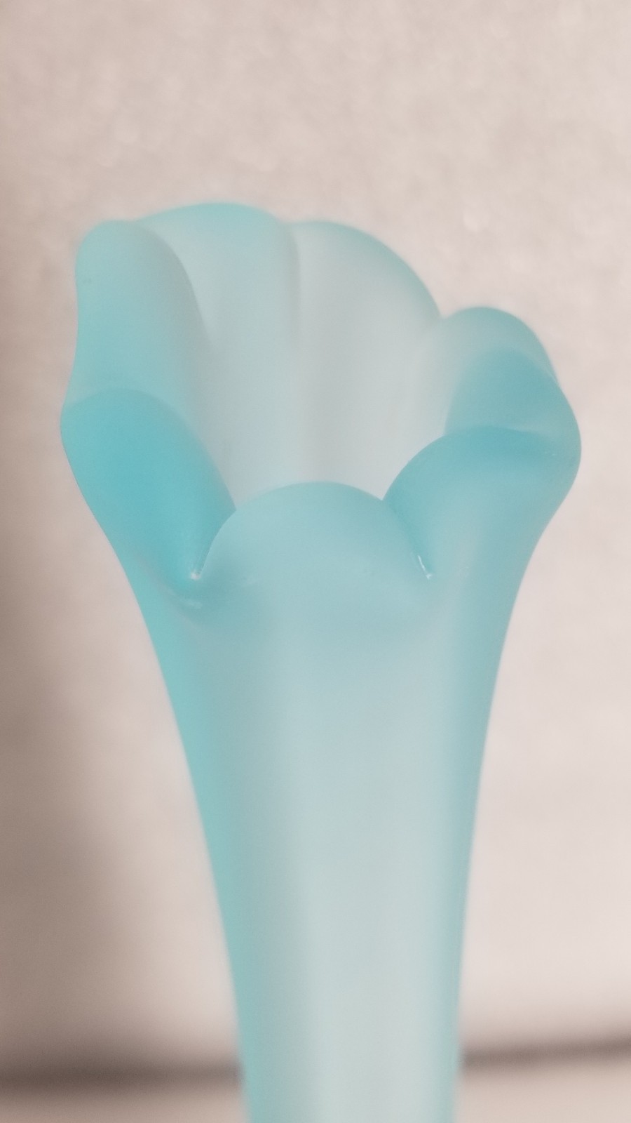 Westmoreland Glass * Paneled Bud Vase * Light Blue Satin Mist * 9.5″ * 0762