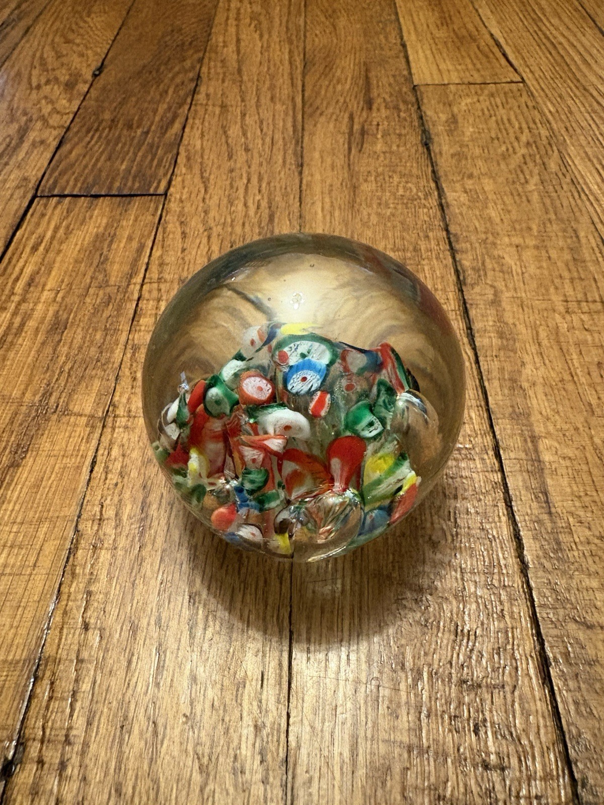 Vintage Murano Style Millefiori Handcrafted Floral Art Glass Paperweight