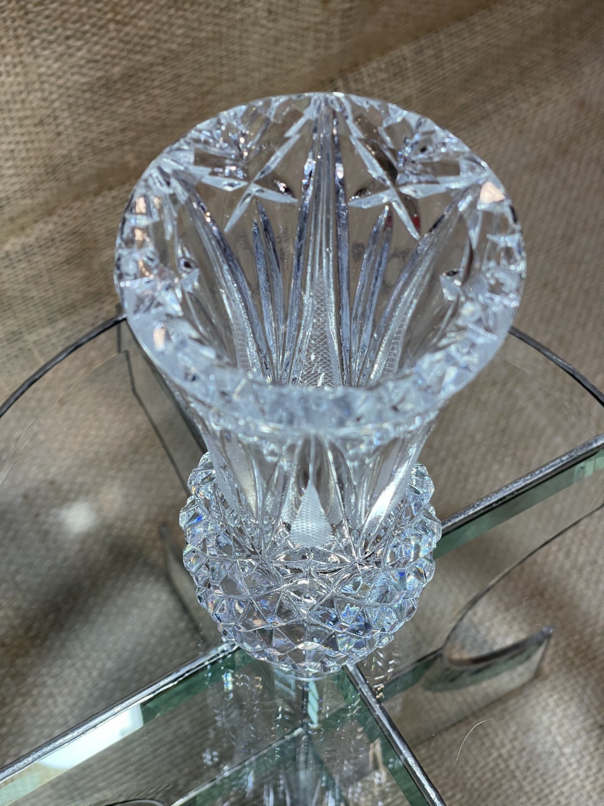 Agarthi Cristallo, Hand-Cut, Full Lead Crystal Diamond Pattern Vase 6” / ITALY