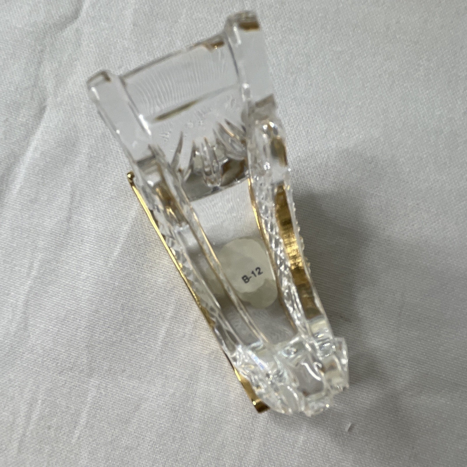 Waterford Cut Crystal Sleigh Figurine Gold Tone Metal Runners 3D Effect B-12