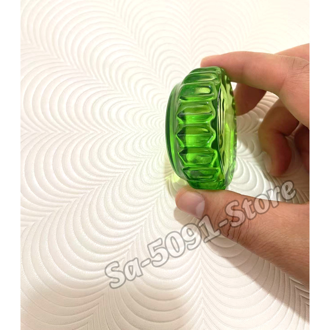 ROLEX Triplock Green Glass Paperweight Italian Crystal Mooncake Salviati