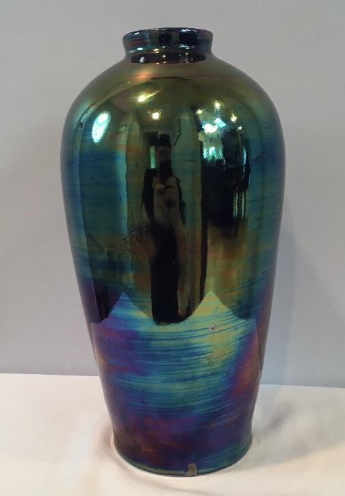 Rare Antique Iridescent Porcelain 11″ Vase Signed On Bottom Made In England