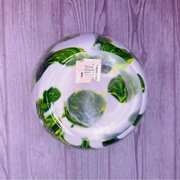 Art Glass Vase Blown Glass White Green Yellow With Rolled Rim decoration vase