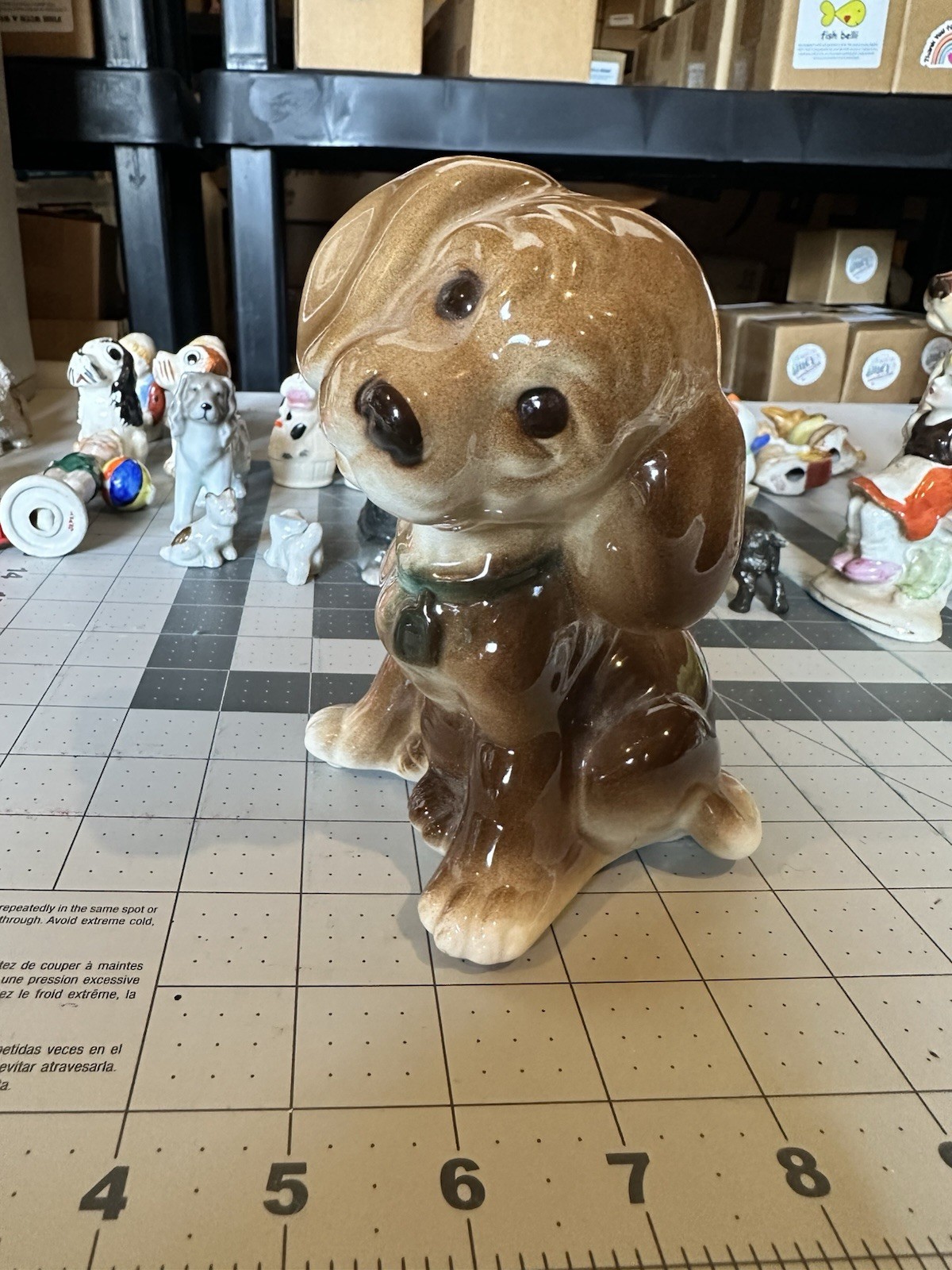 Vintage Royal Copley Puppy Dog Cocker Spaniel Figurine Pottery 1950s Approx 6”