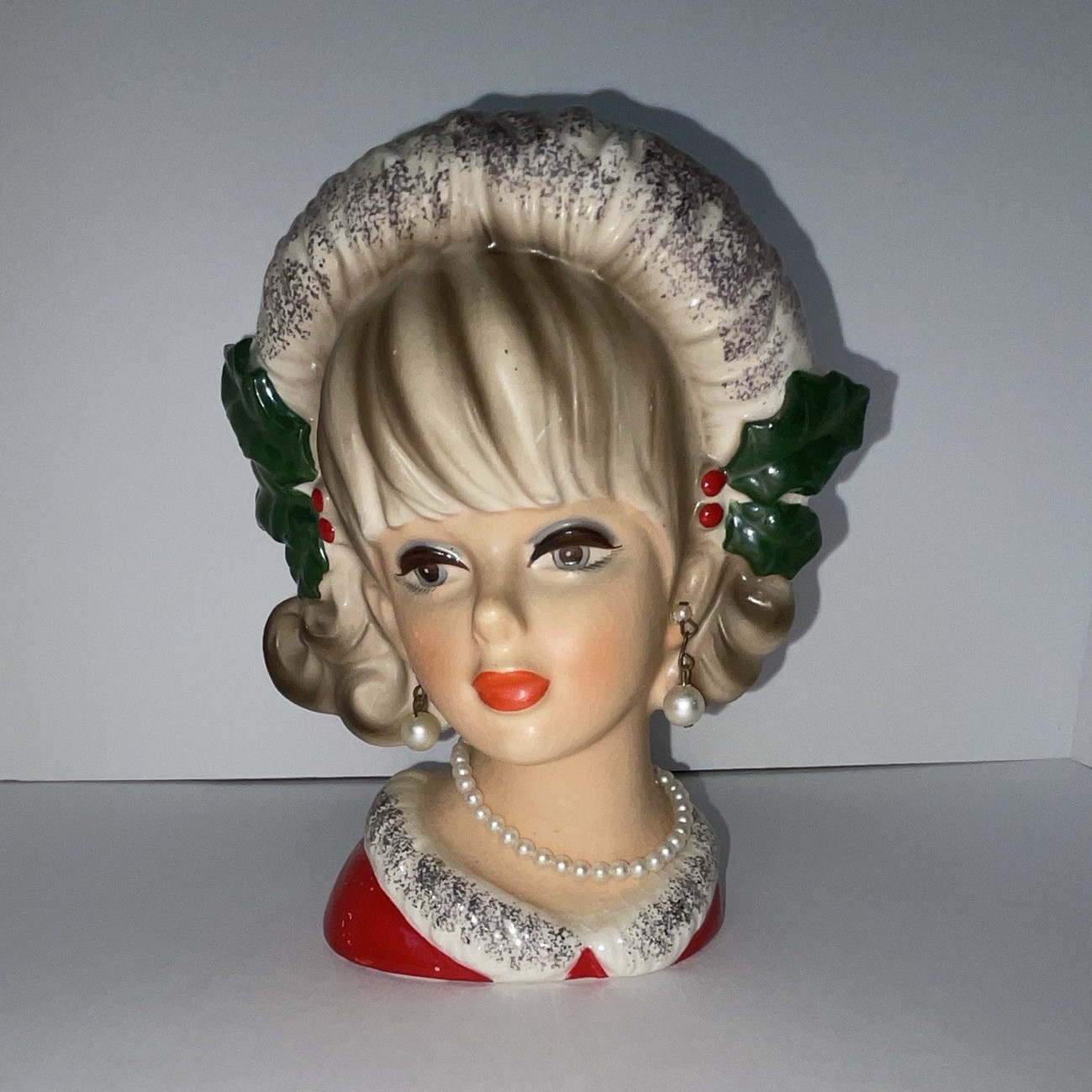 Napco Christmas Lady Head Vase