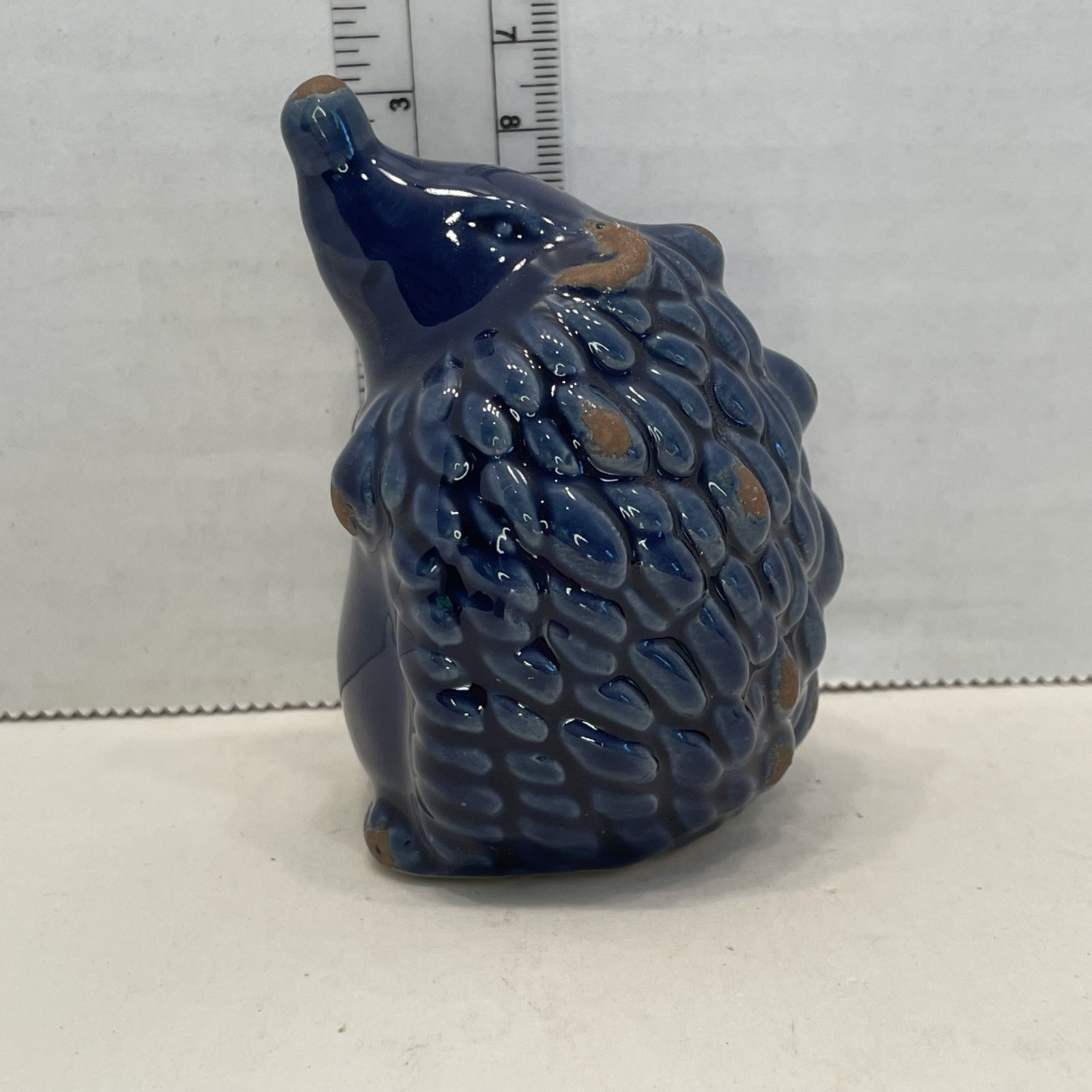 Cobalt Blue Pottery Hedgehog Figurine