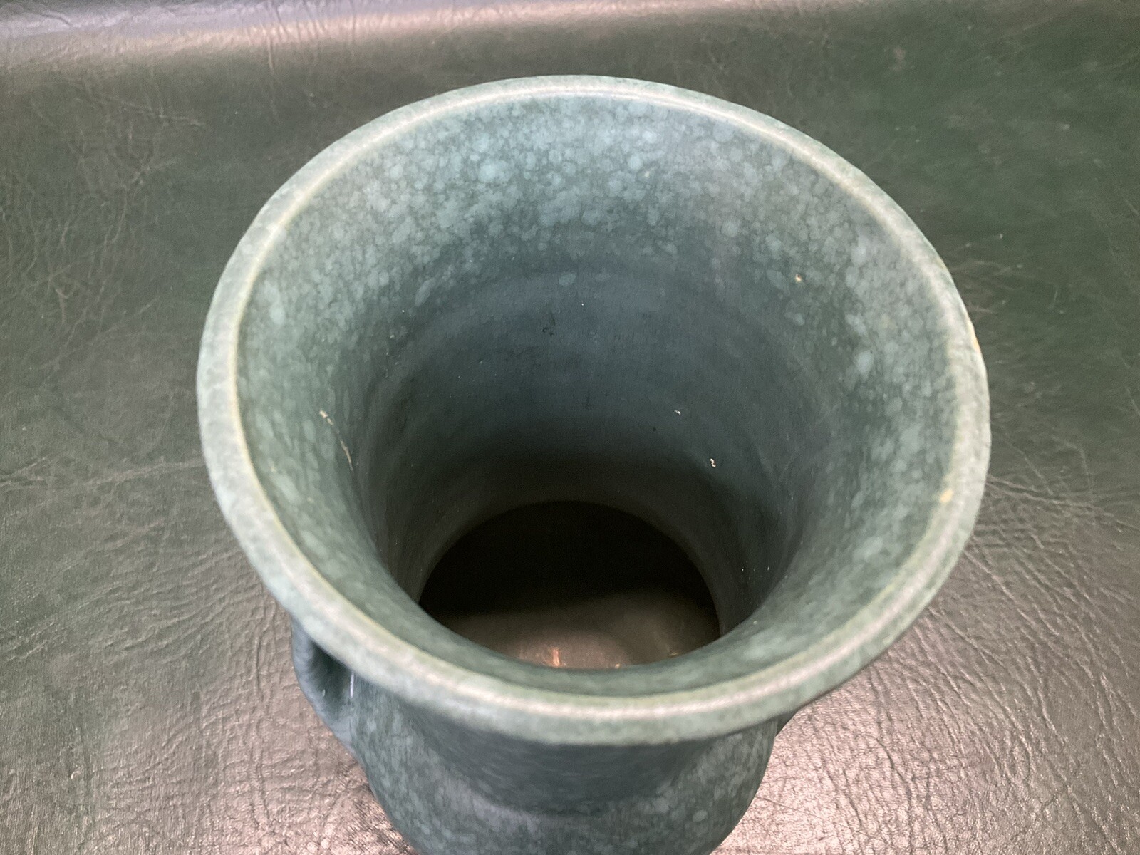 1940s Vintage Art Deco Robinson Ransbottom Ohio Pottery Vase Mottled Green ~ USA