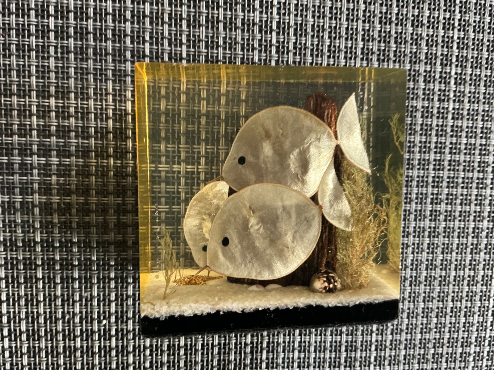 Vintage Lucite Paperweight Made Exclusively For Gump’s San Francisco Ocean Scene