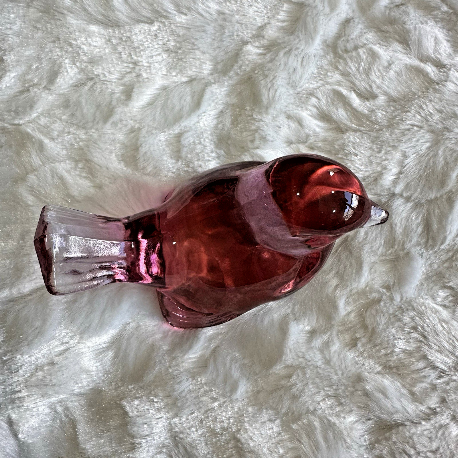 Vintage Fenton Art Glass Dusty Rose Bird Figurine Sparrow Songbird
