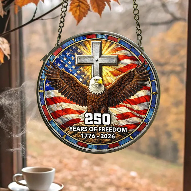 USA Years of Freedom Patriotic Suncatcher Glass