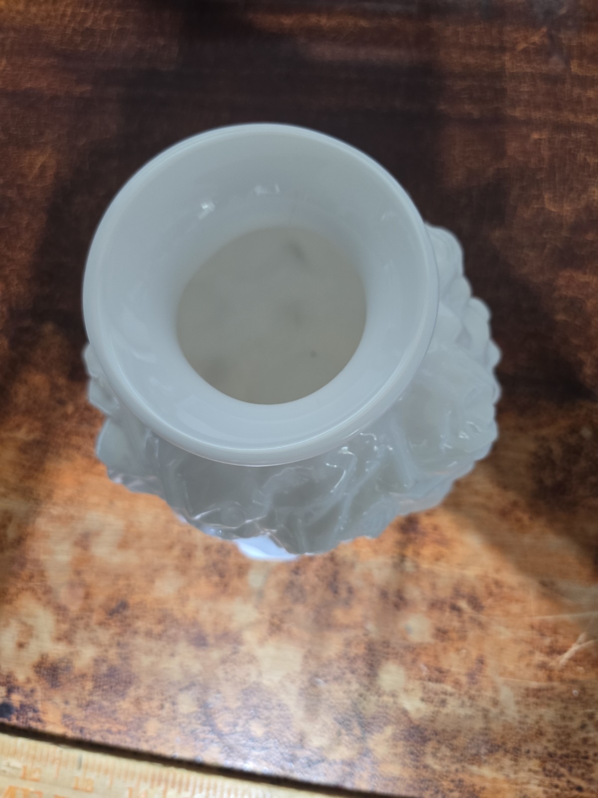 Vintage Imperial Milk Glass Roses Vase 6.5in Tall 6in Diameter