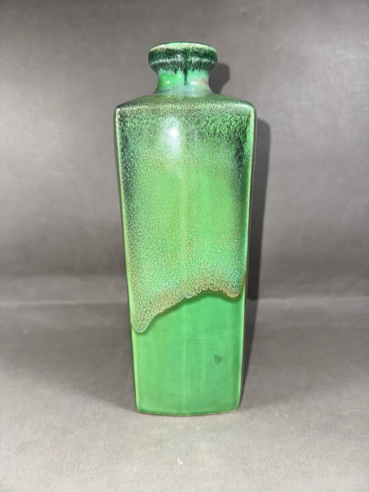 Vintage Norleans Green Drip Glaze Art Deco Pottery Vase Flower