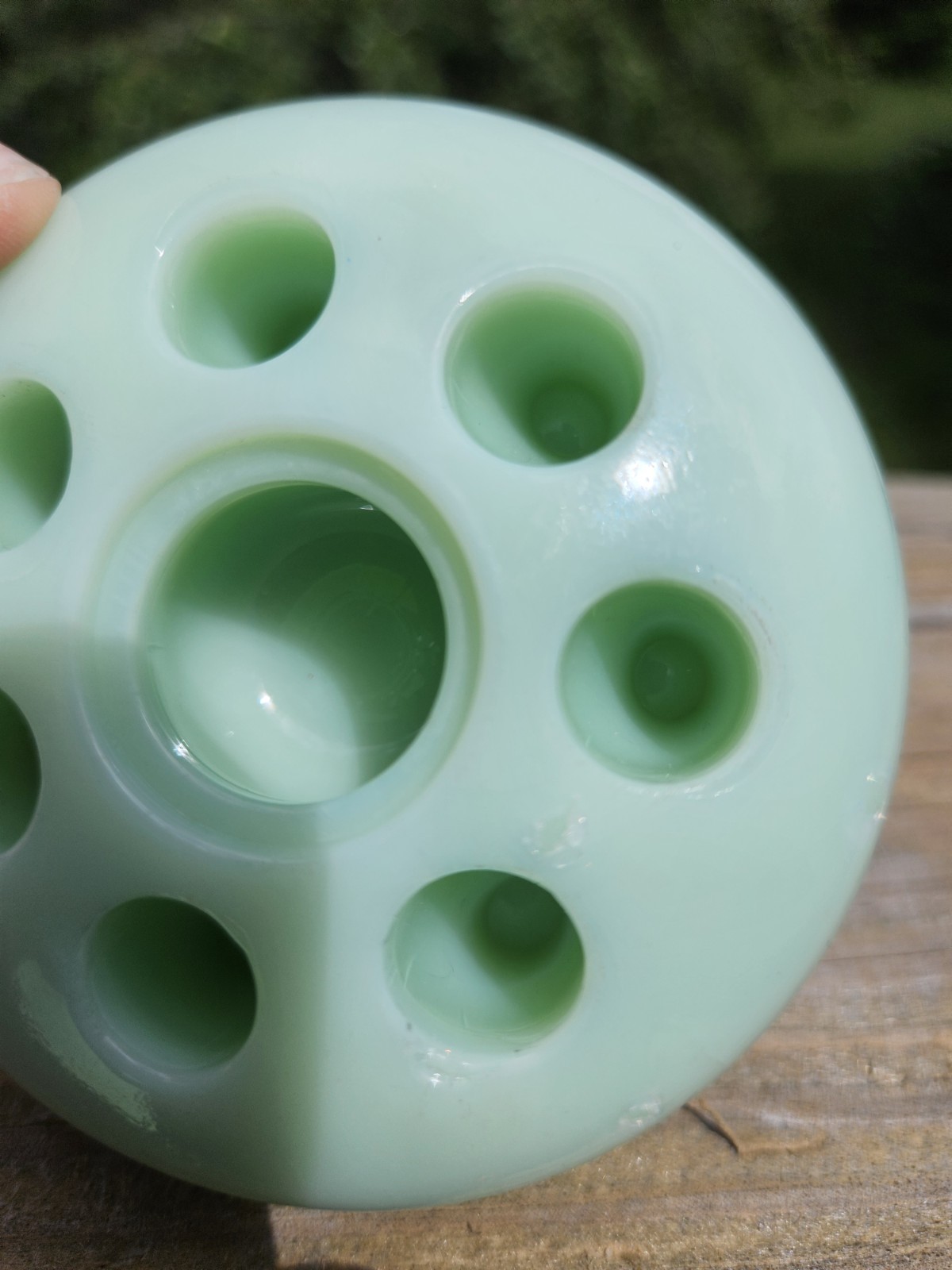 Fenton Jadeite Flower Frog Glass