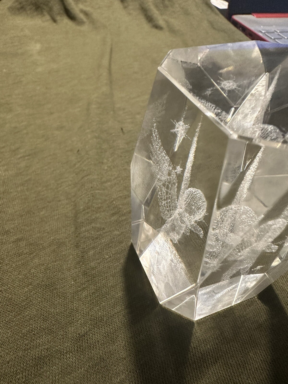 Laser Etched Glass Baby Angel Winged Cherub Paperweight Glass – 3.25 inches tall