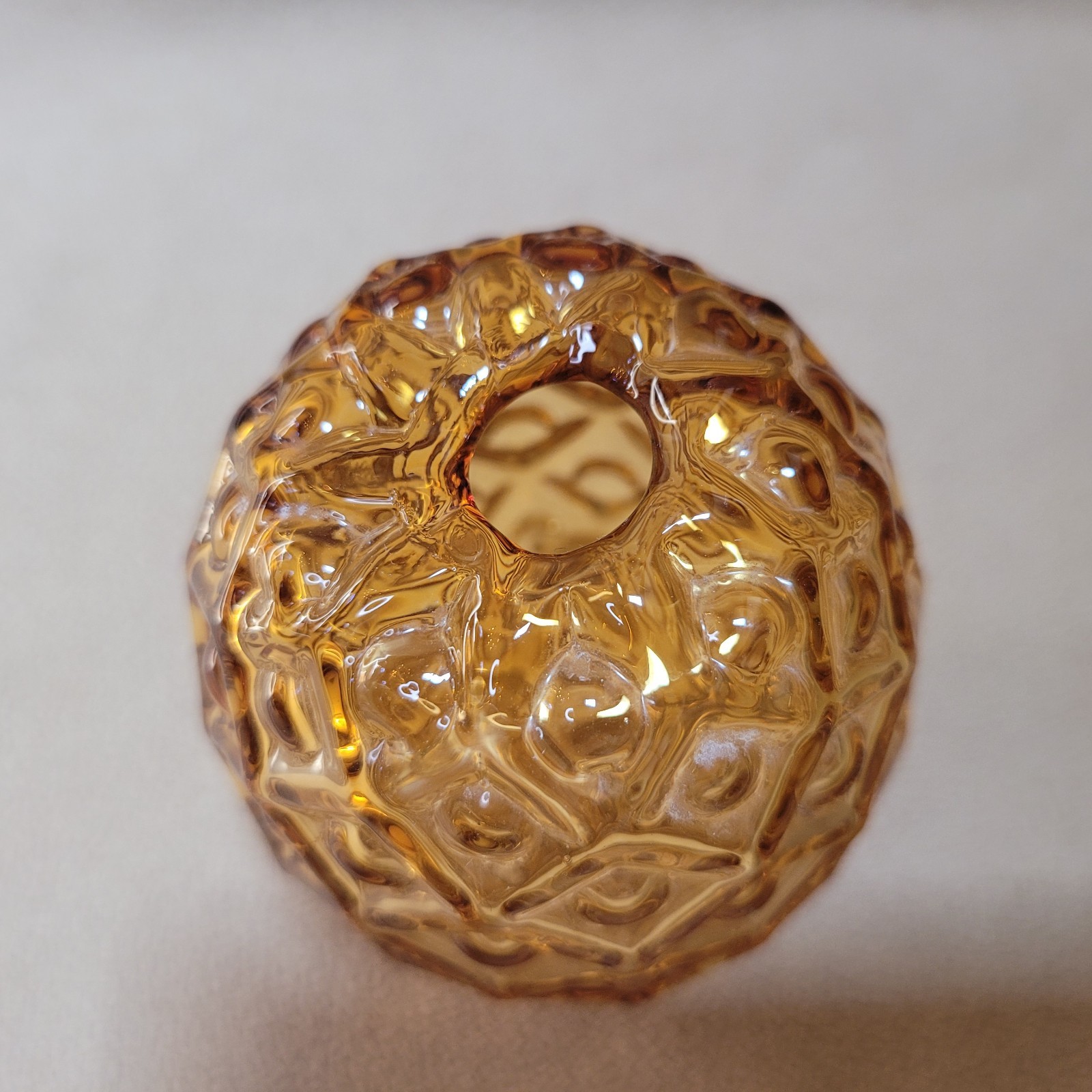 VTG Fenton Pineapple EGG 3 Toed Footed Amber Honey Hobnail Textured Art Glass