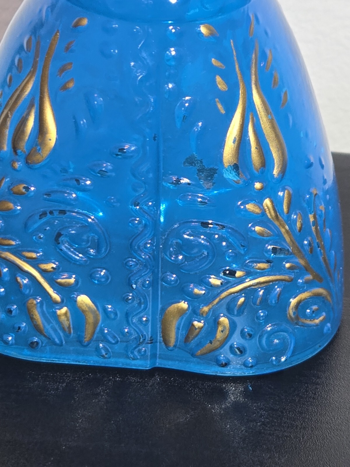 Akcam Glass Vase Torso Dress 8.5 inches tall 4.75 inches wide Hand Painted Blue