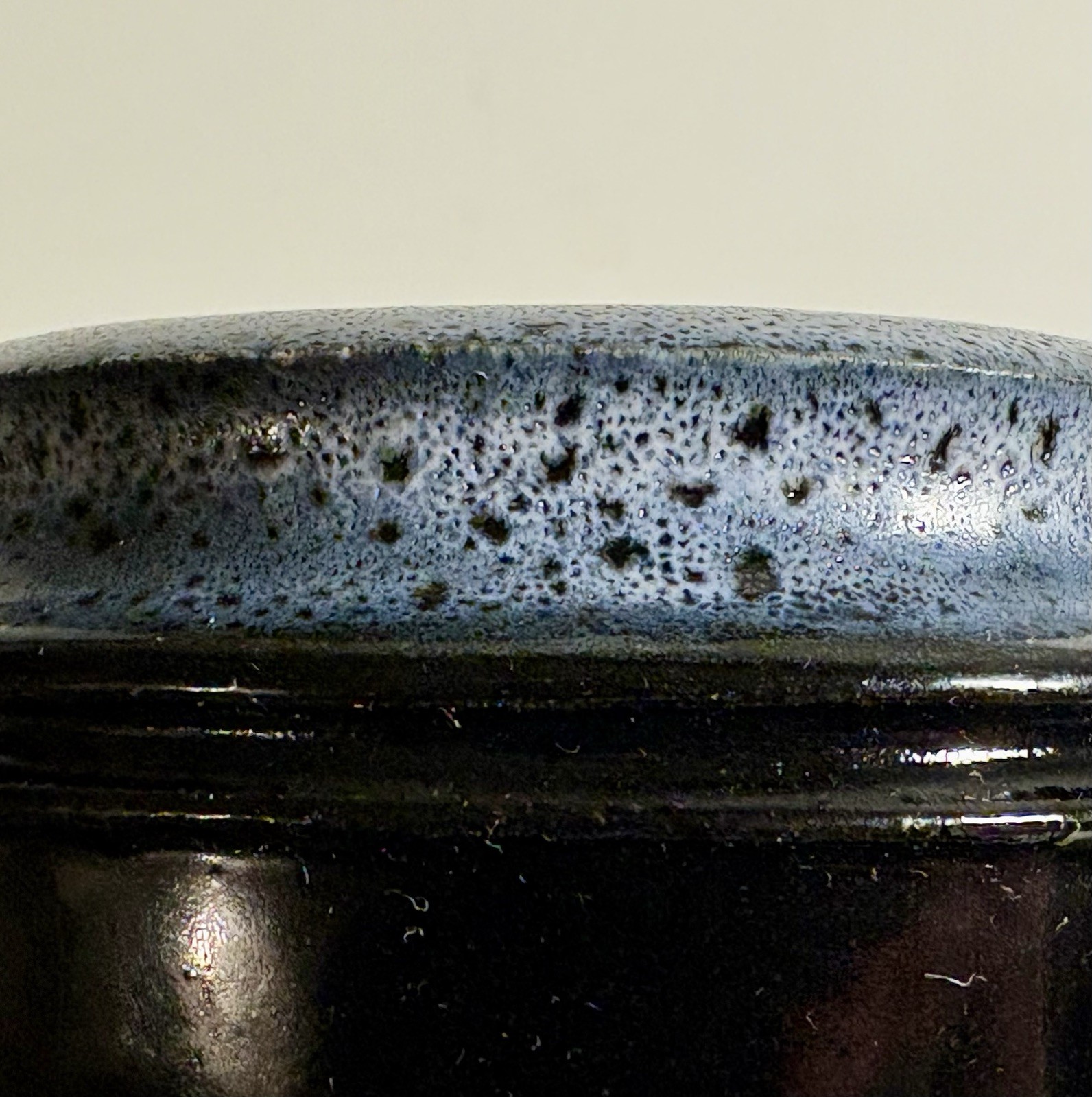 Jim Castiglione 5” Vase Planter Black & White Lava Glaze Michigan Studio Pottery