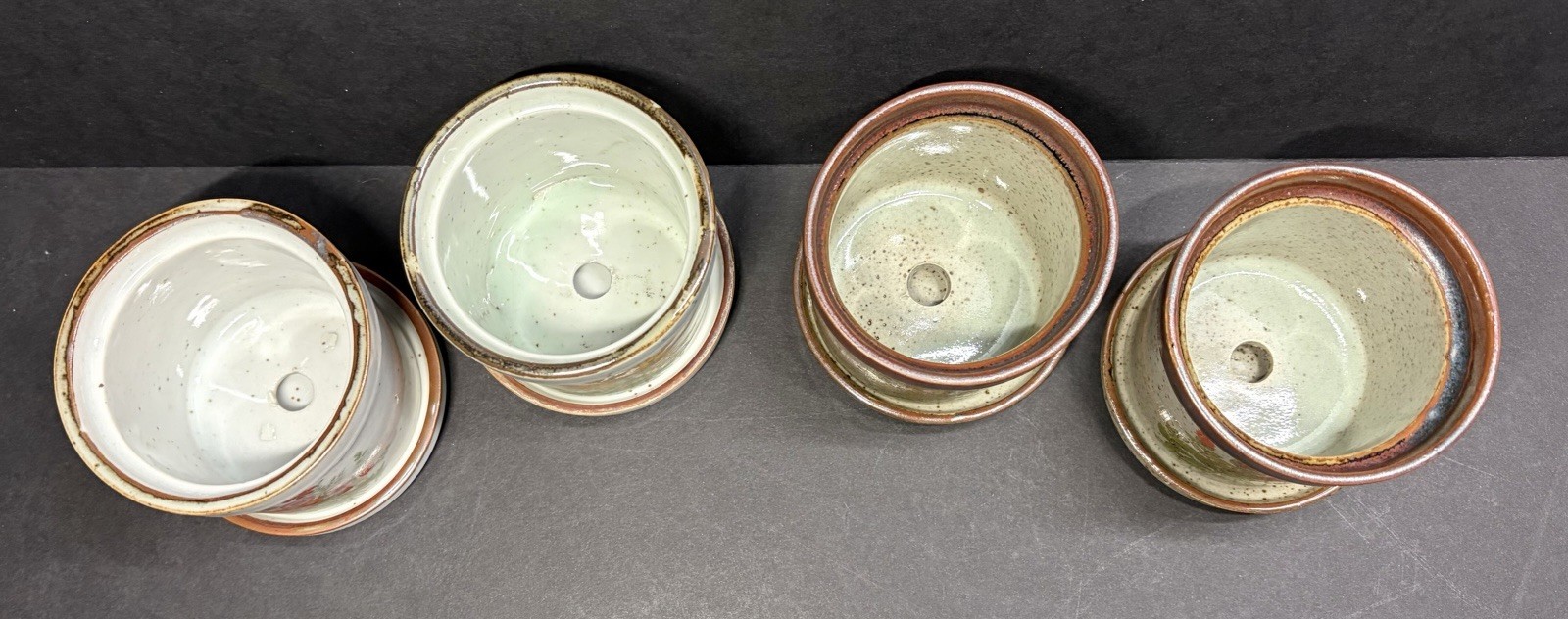 Vintage Takahashi Speckled Stoneware Flower Pot Planters Japan San Francisco