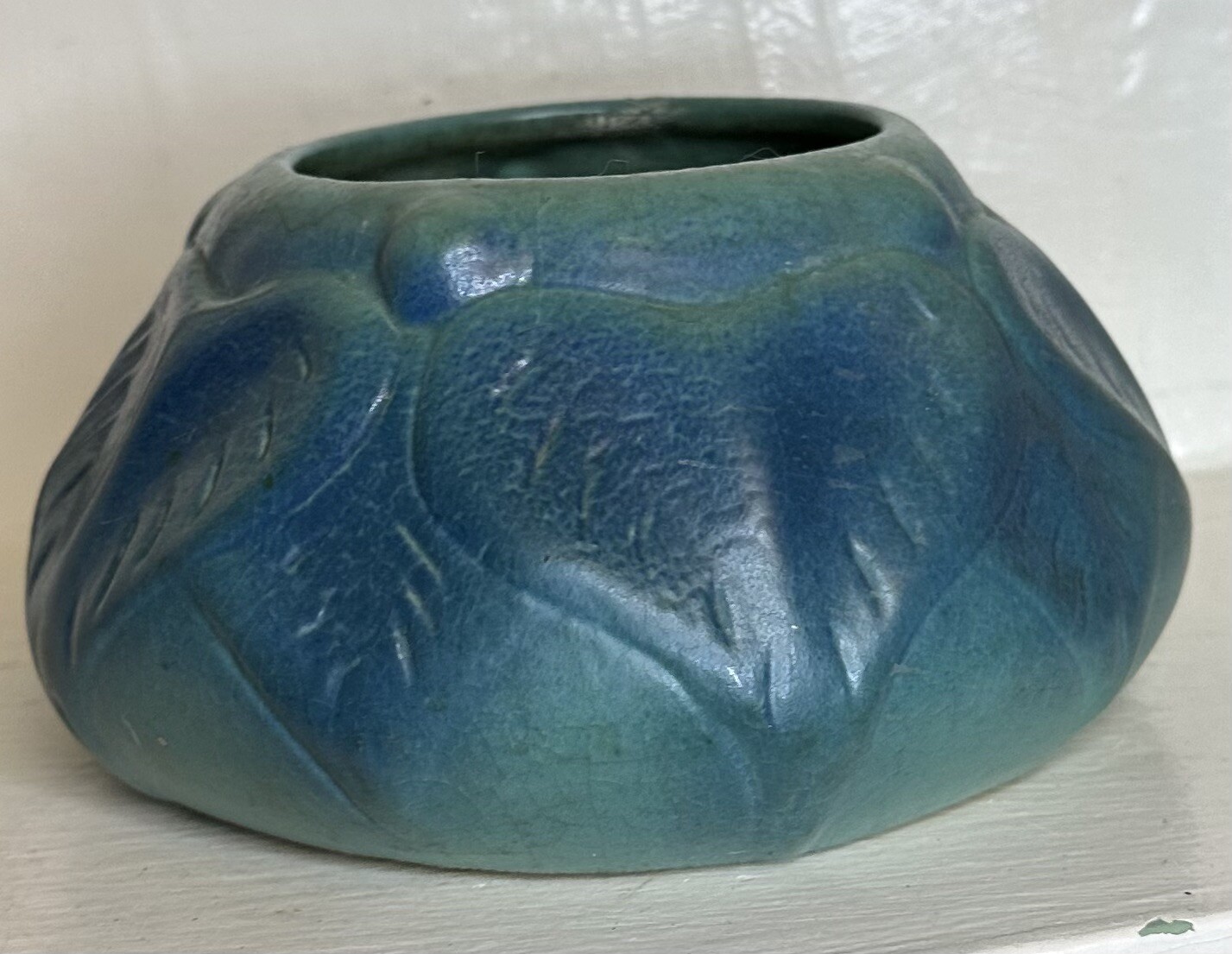 Van Briggle Pottery 1930’s Rare Plate 858 philodendron leaf bowl turquoise