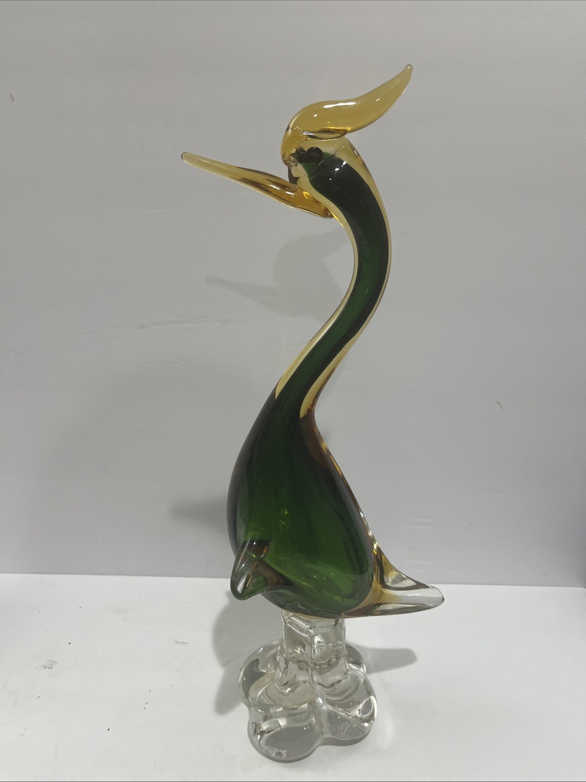 VTG Vetro Artistico Murano Venetian Glass Swan Bird Figurine Italy 14.5” W/ Tags