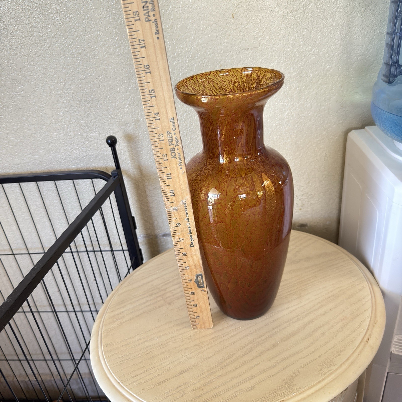 Azzurra Maestri Vetrai Italy Blown Glass Vases Red Gold Splatter