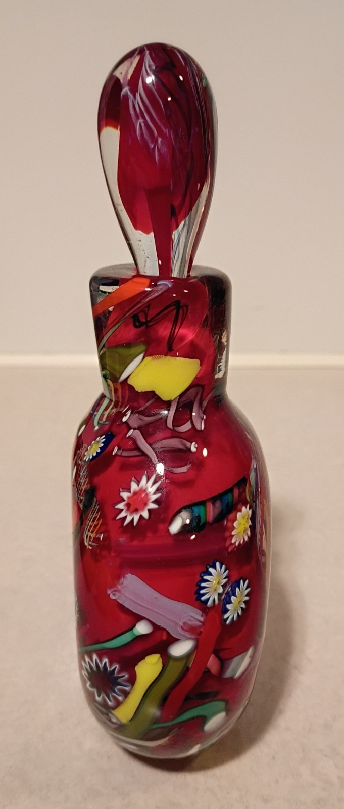 2002 Stunning Signed Bruce Freund Red Art Glass Perfume Bottle