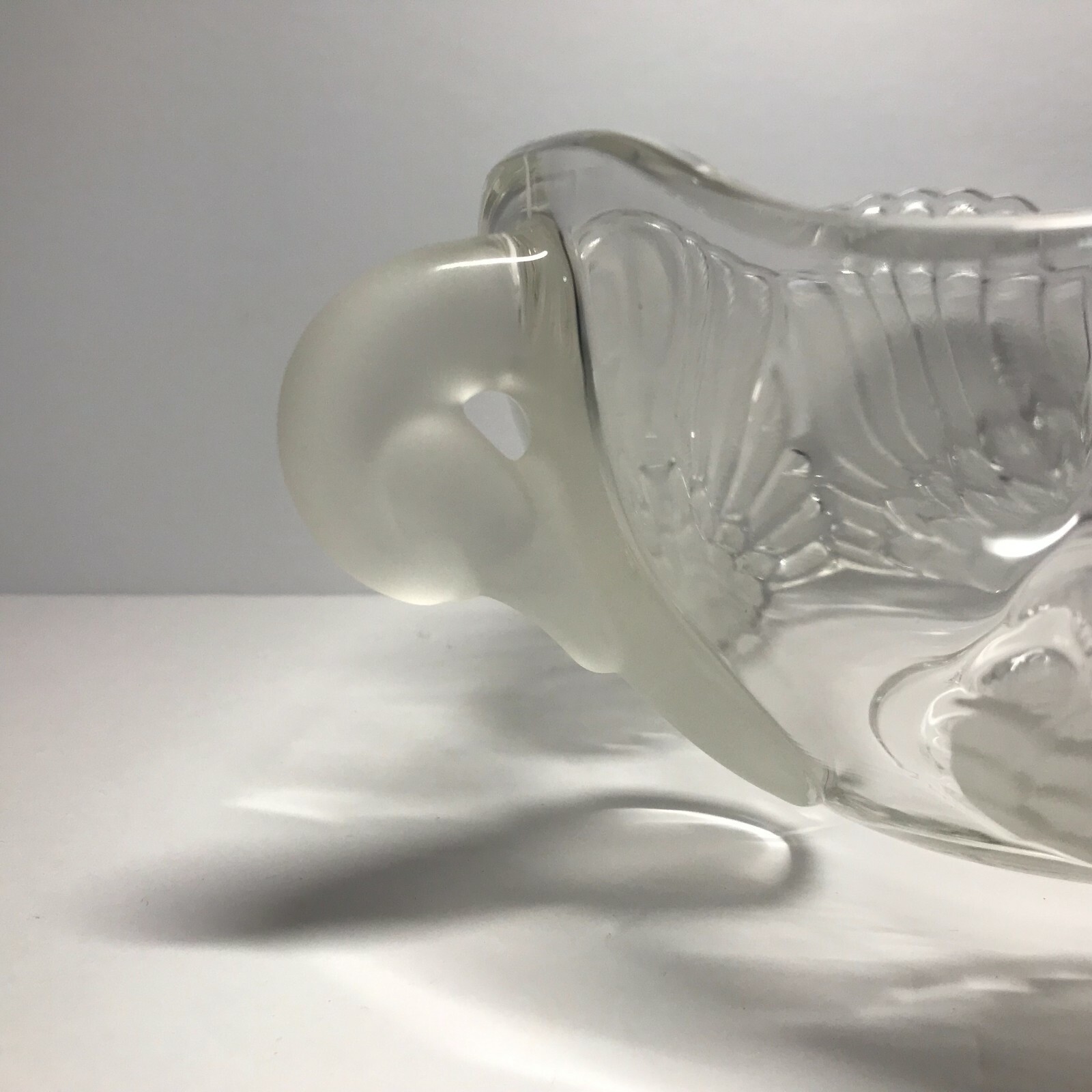 Mikasa Swan Centerpiece Bowl Frosted Crystal Glass Frosted Double Handles w /Box