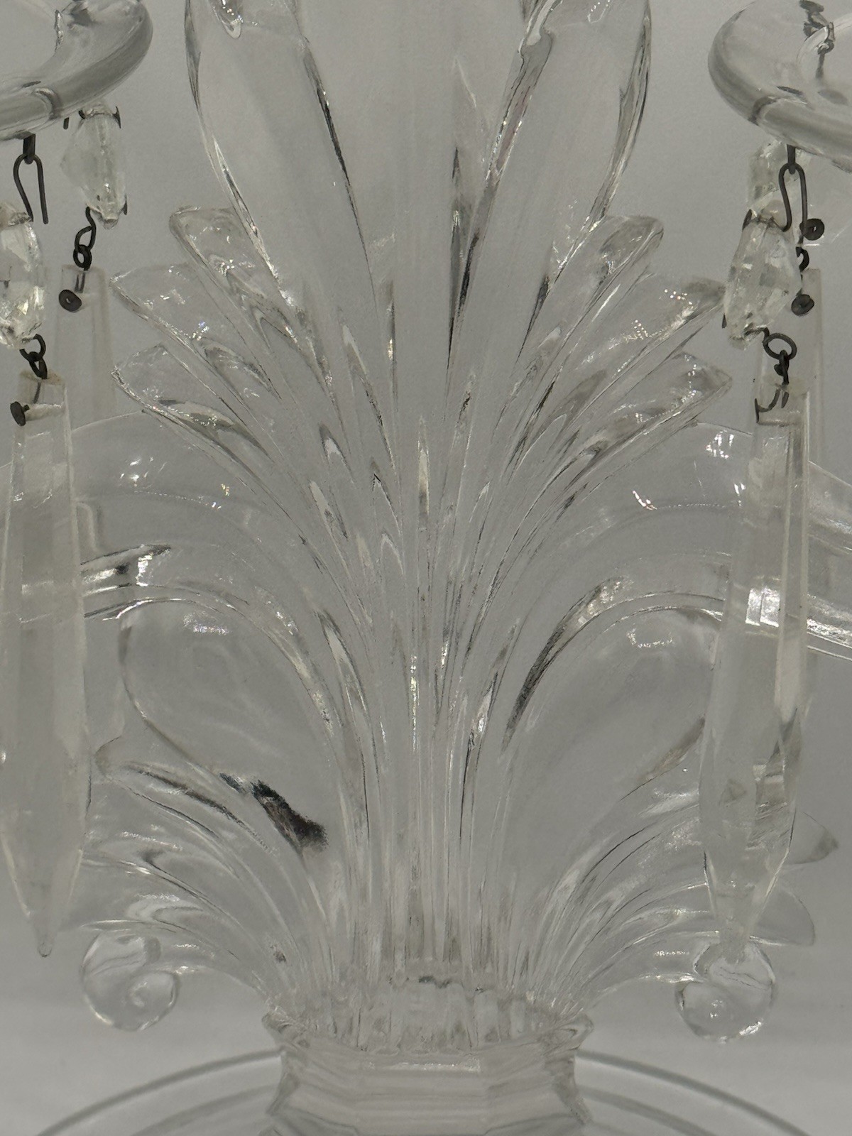 Fostoria Double Arm Crystal Candelabra with Bobeches & Prisms – Art Deco VTG