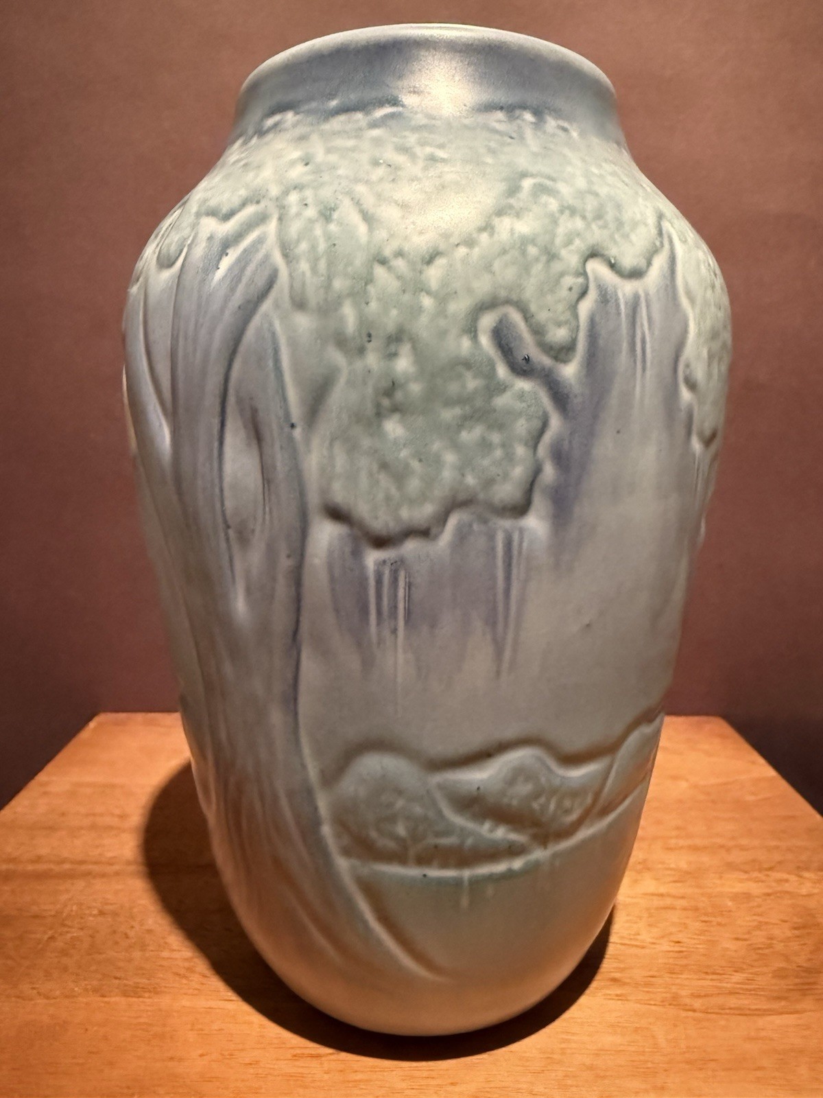 Ephraim Faience Moonlight Landscape Newcomb Style Stamped On Base Kevin Hicks 8”