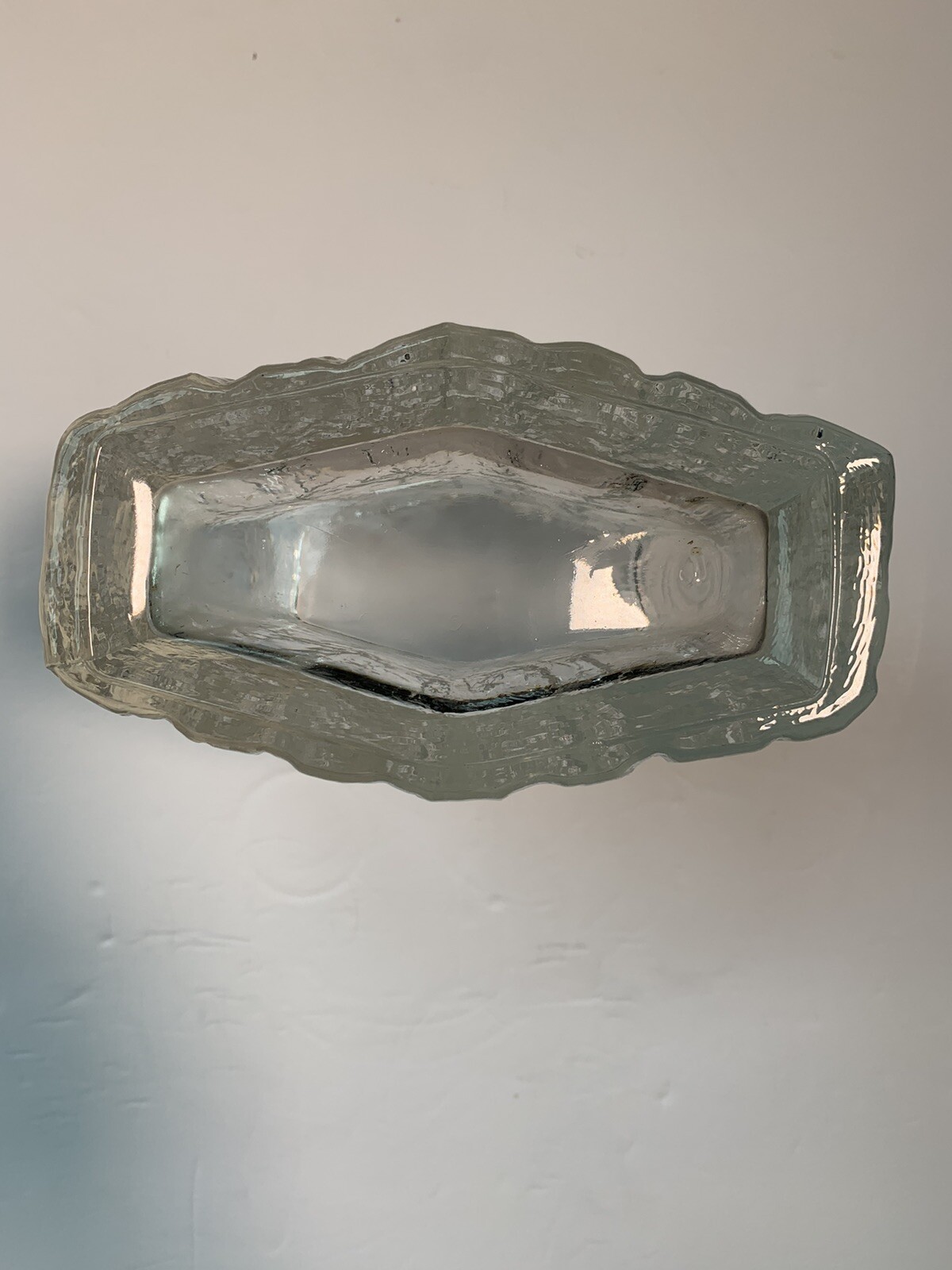 Hoya Crystal Frost Fire Ice Glass Vase Textured Clear Japan Vintage MCM Modern