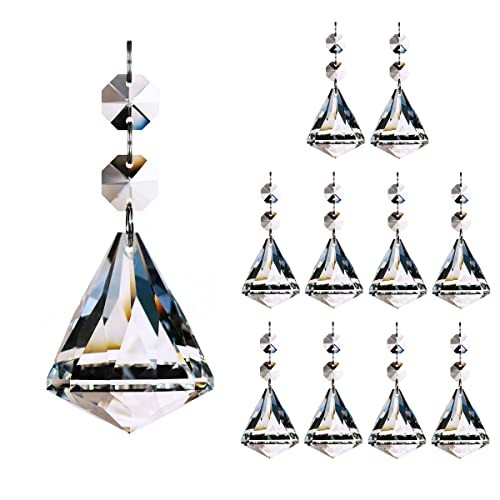 10pcs Crystal Ball Prisms Chandelier Parts Pendant, Hanging Glass Crystals 40mm