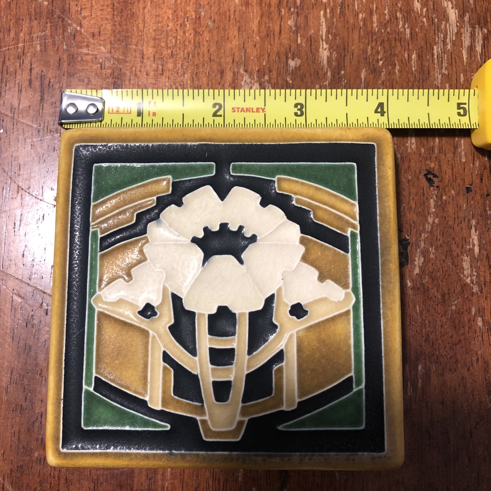 Motawi Tileworks Art Tile Arts and Crafts Art Deco Water Lily Flower Rare Stamp