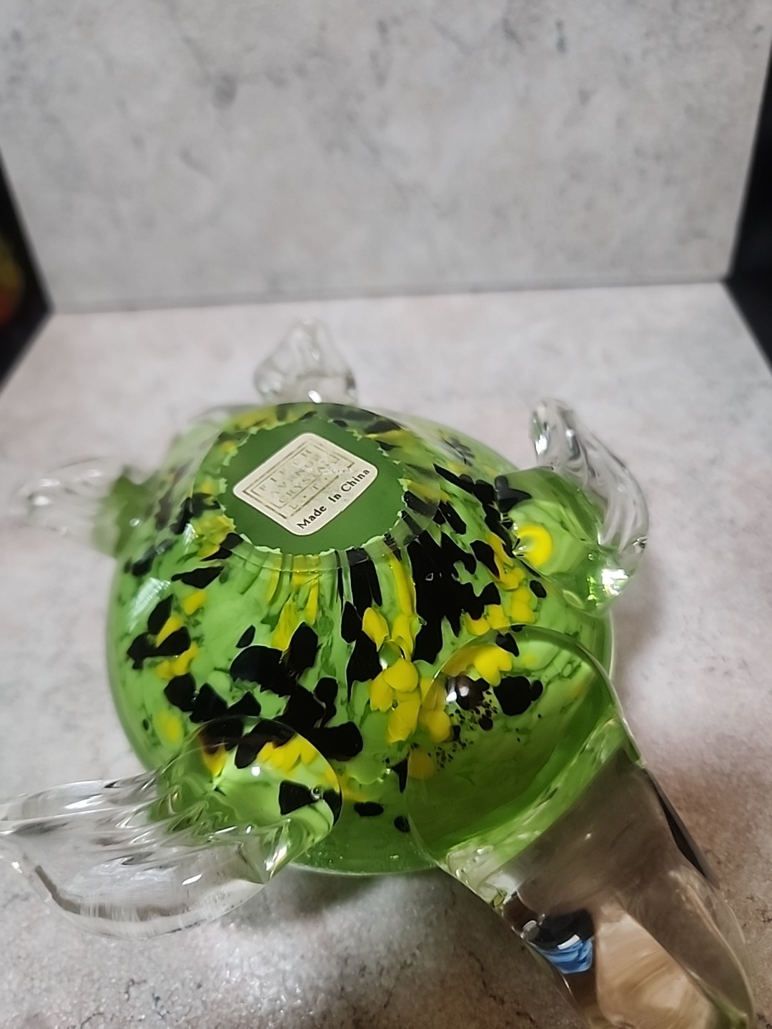 Fifth Avenue Crystal Art Glass Turtle Green Large Hand blown 2lb 14 Oz 2cnt16