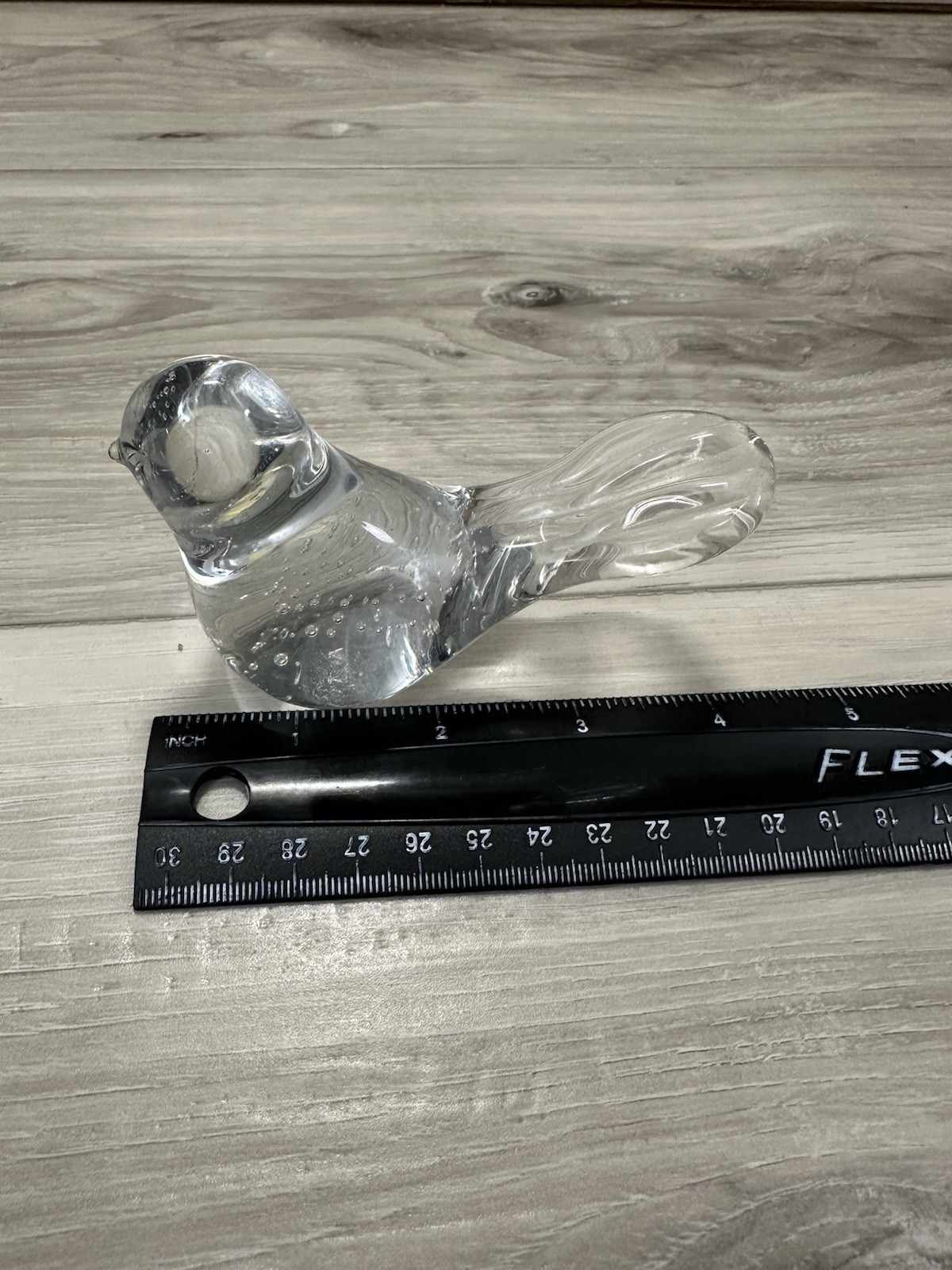 Lefton UOGC Bird Paperweight Controlled Bubble Clear Art Glass Vintage