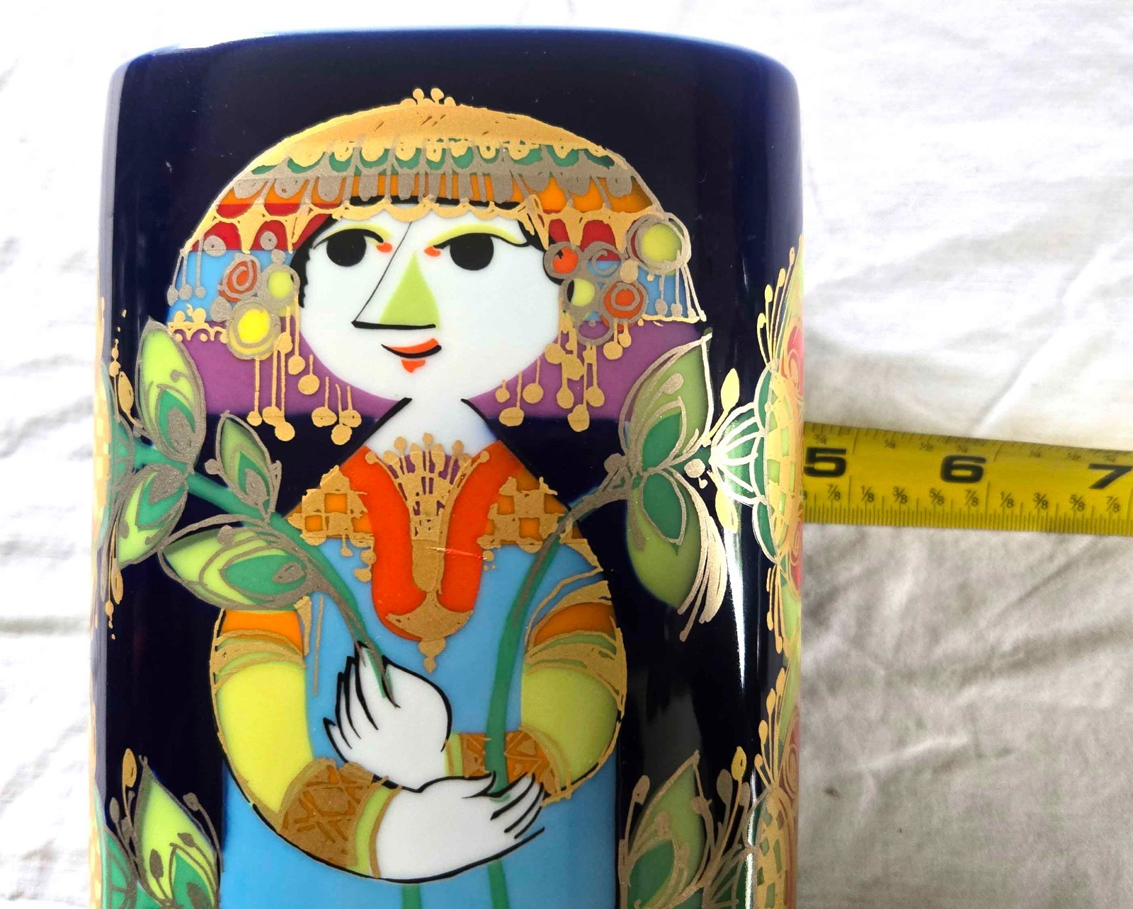 Bjørn Wiinblad Rosenthal Studio-Line Cobalt Porcelain Vase 7” Signed