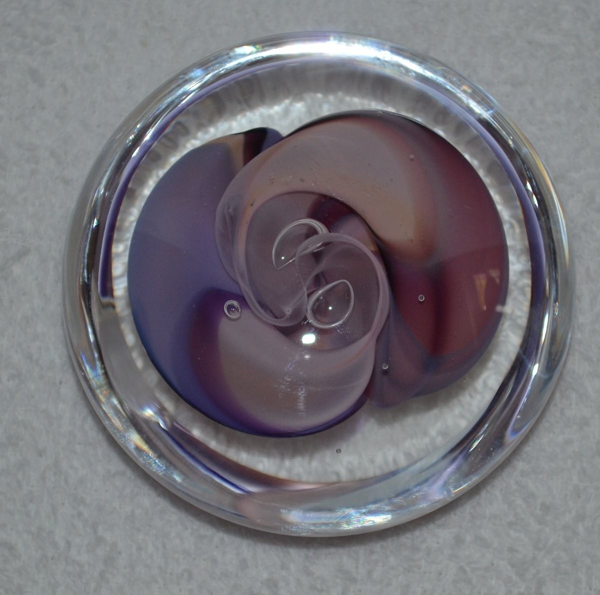 Vintage Jim Karg Glass Paperweight 3 1/4 Inch Diameter