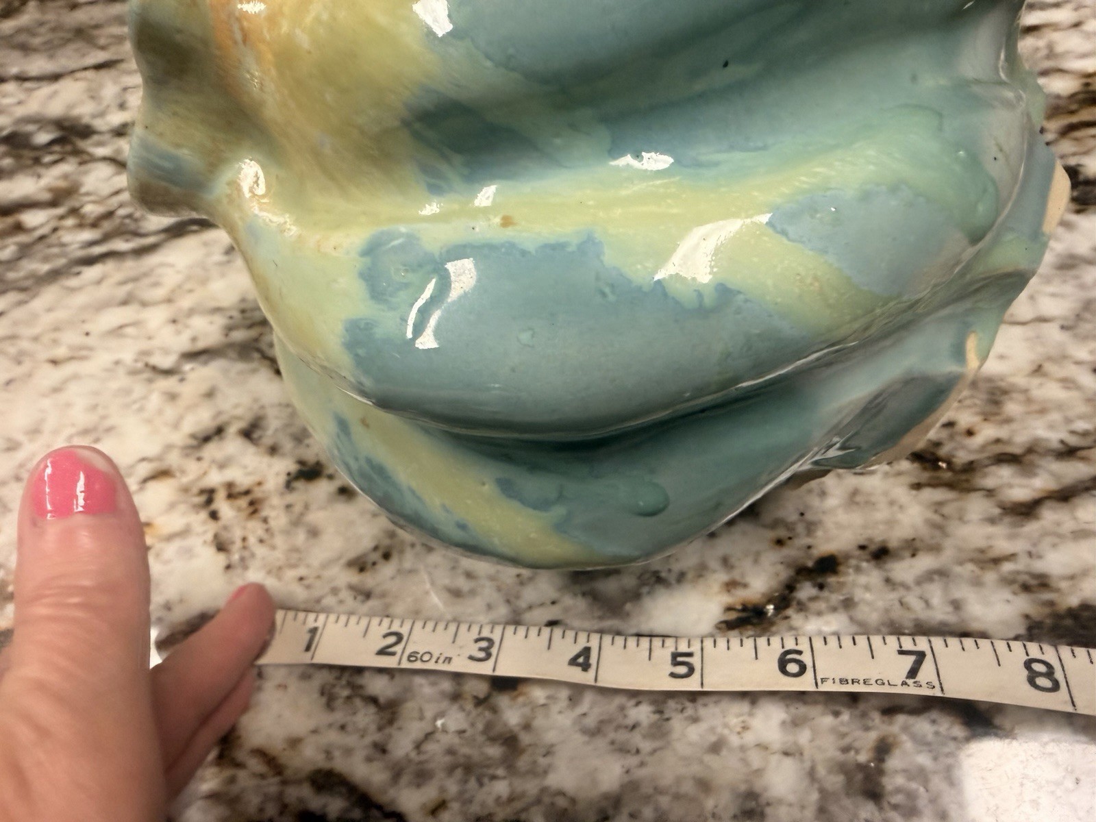 Artful Swirl Glazed Ceramic Vase in Seafoam Green and Turquoise