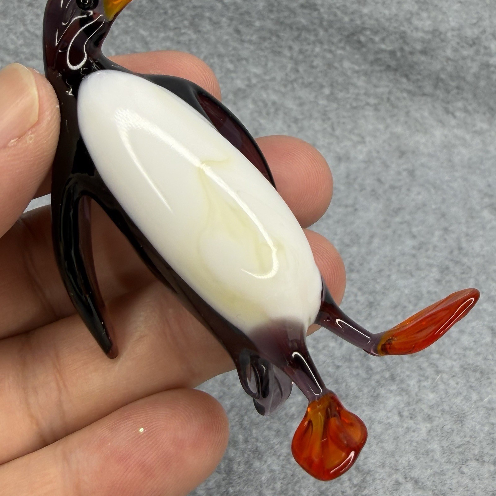 Penguin – Vintage Hand Blown Glass Miniature Animal Figurine Purple