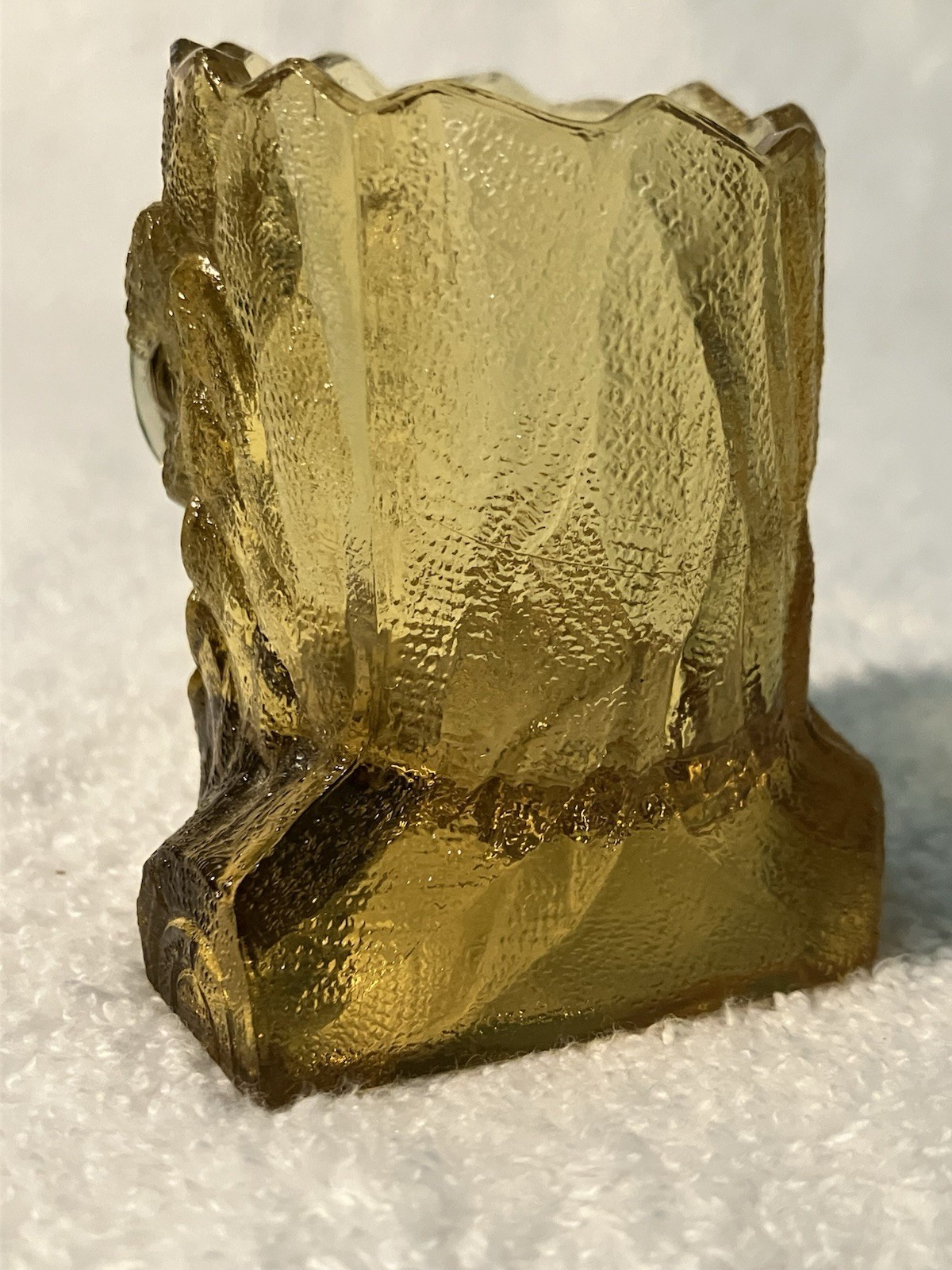 Vtg Amber Glass Toothpick Owl Figurine 2.75” Decorative Collectible Sculpture