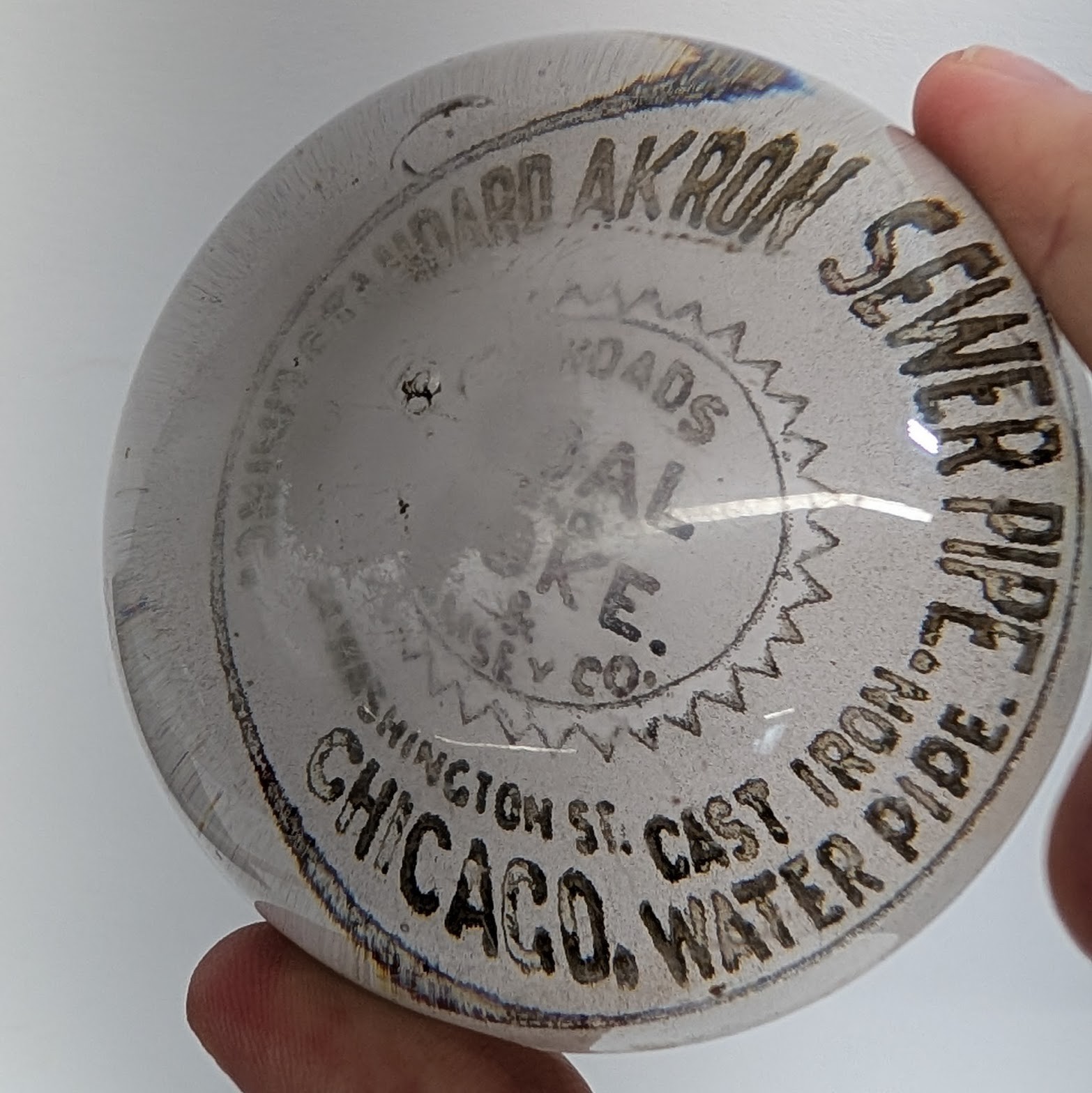 Antique Advertising Chicago Coal & Coke Glass Paperweight Rhoads & Ramsey Co