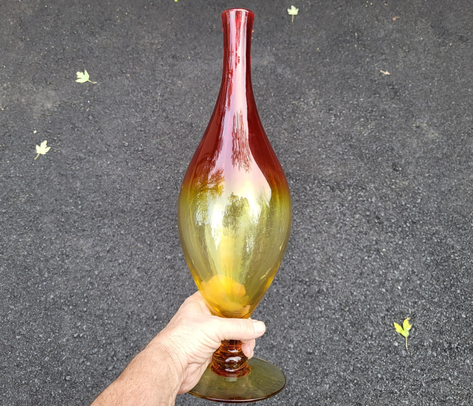 Blenko Glass Decanter Bottle Tangerine 6528 Joel Myers MCM c1965 NO STOPPER