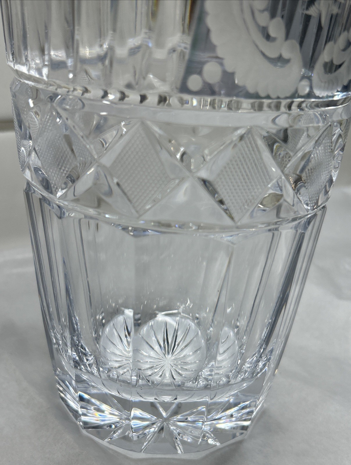 Large Beautiful Vintage Etched Baccarat Vase, Signed. Lovely Detail