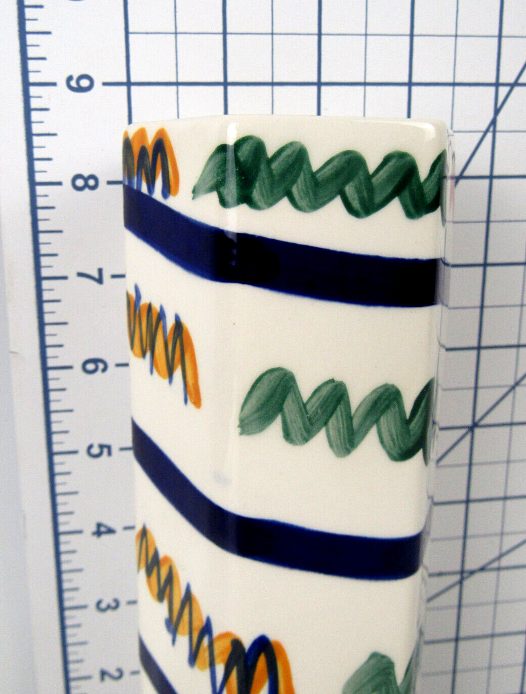 Rare ZIG ZAG Hexagonal Vase 3″ x 8.5″ Signed “Gail Pittman ’97 ©88” GAIL PITTMAN
